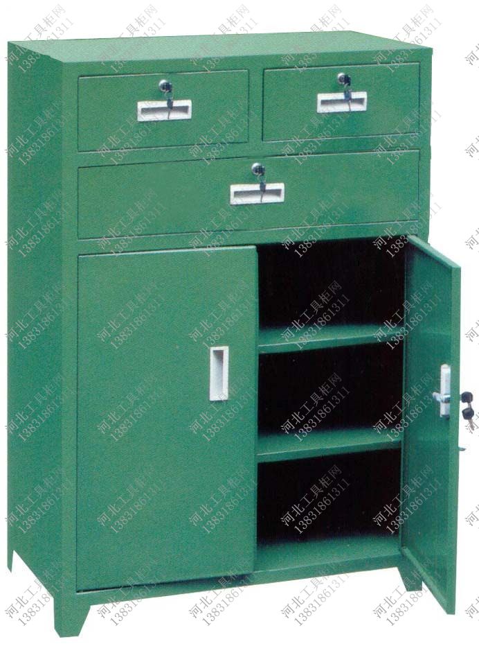 三屉两门工器具柜,上面三个抽屉下面铁门的柜子,生产抽屉开门工具柜